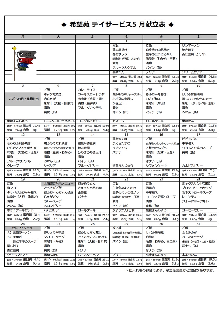 昼食メニュー